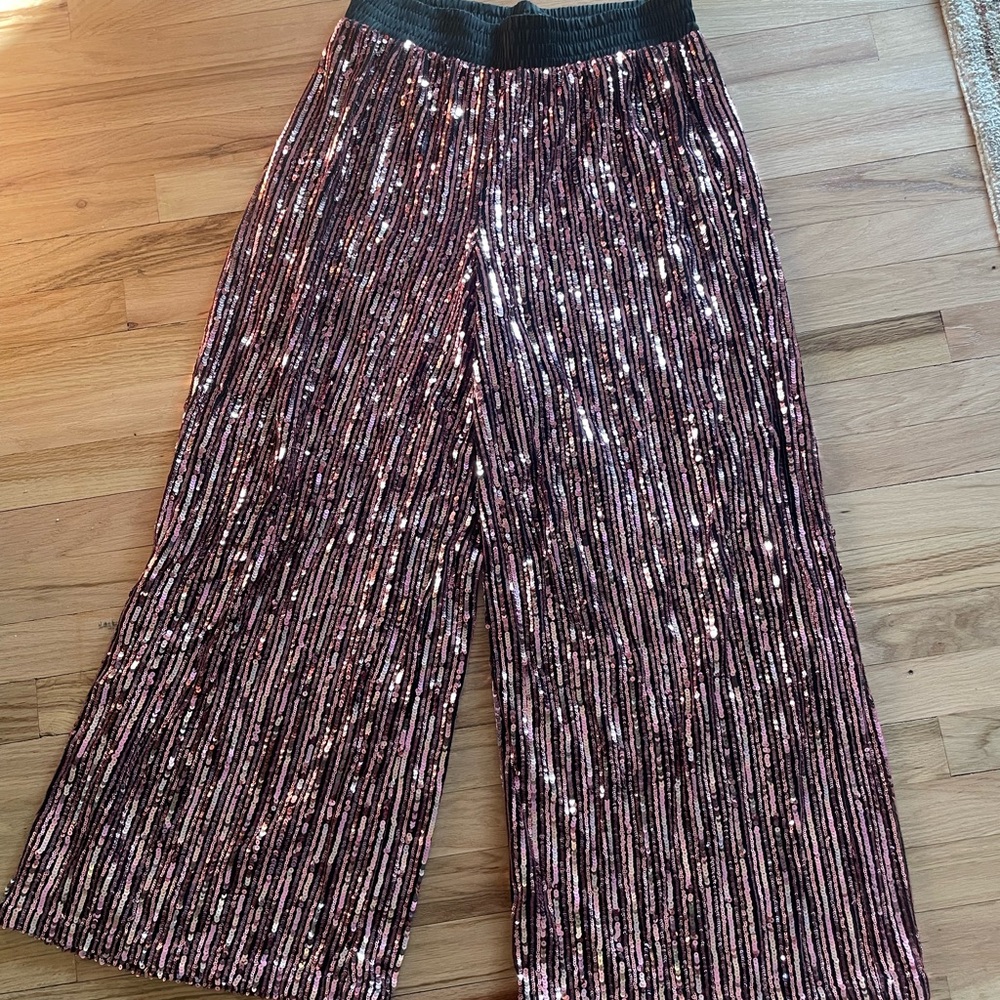 Victoria's Secret Wide Leg sequin Bottoms - Black and Pink